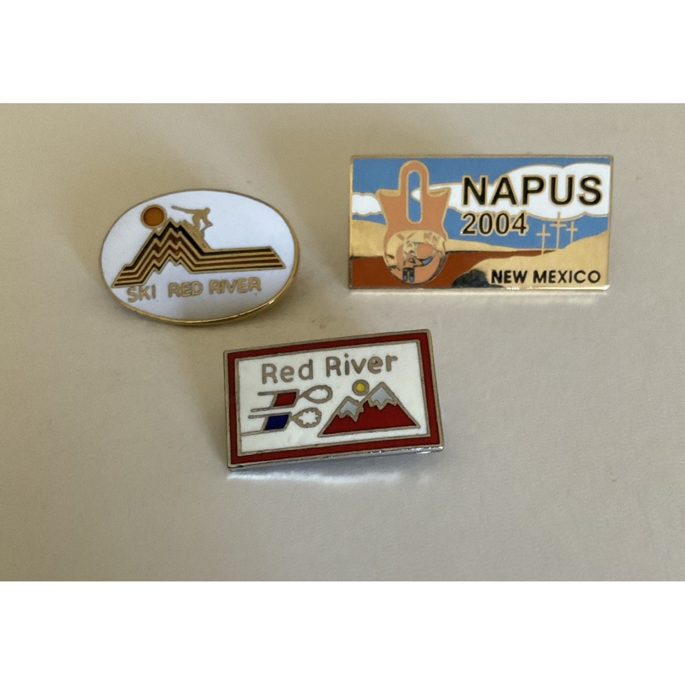 New Mexico Red River Ski Napus Lapel Pin Lot Of 3 Vtg Hat Pinback Tie Tac